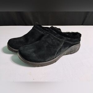 Merrell Women's Size 9.5 Black Suede Clogs Slip On Comfort Shoes